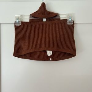 Brown Top with Wrap around Neck
